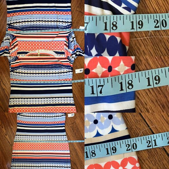 Pink & Blue Mixed Print Midi Shift Dress Size 12 Scoop Neck Back Zip Bohemian - Picture 11 of 16